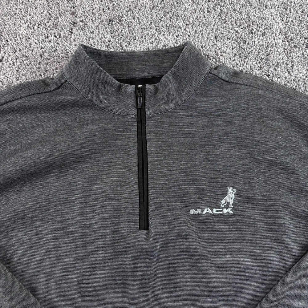 Mack Trucks Shirt Mens 2XL Gray Fleece 1/4 Zip Embroidered‎ Logo Bulldog *READ*